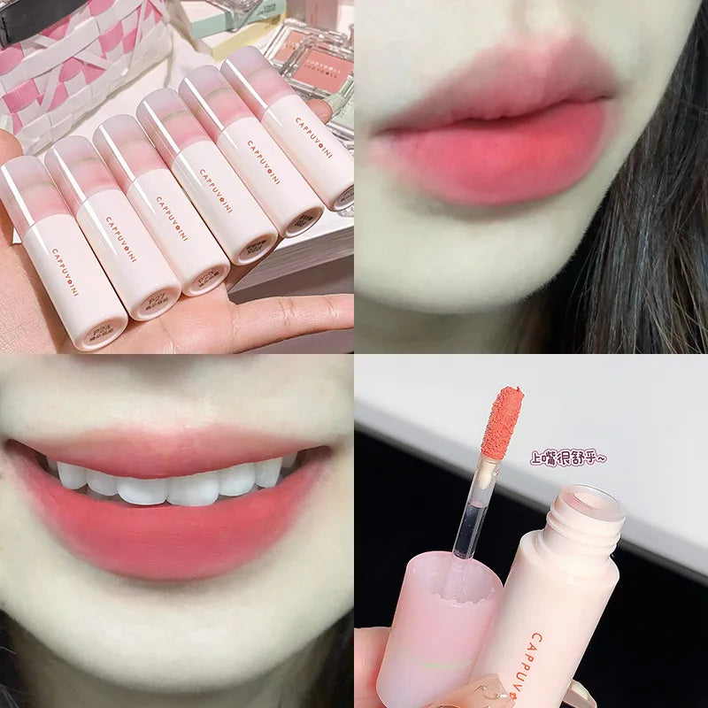 Matte Lip Gloss Liquid Lipstick Long Lasting Non-Stick Lip Tint - Moisturizing & Nude Shades