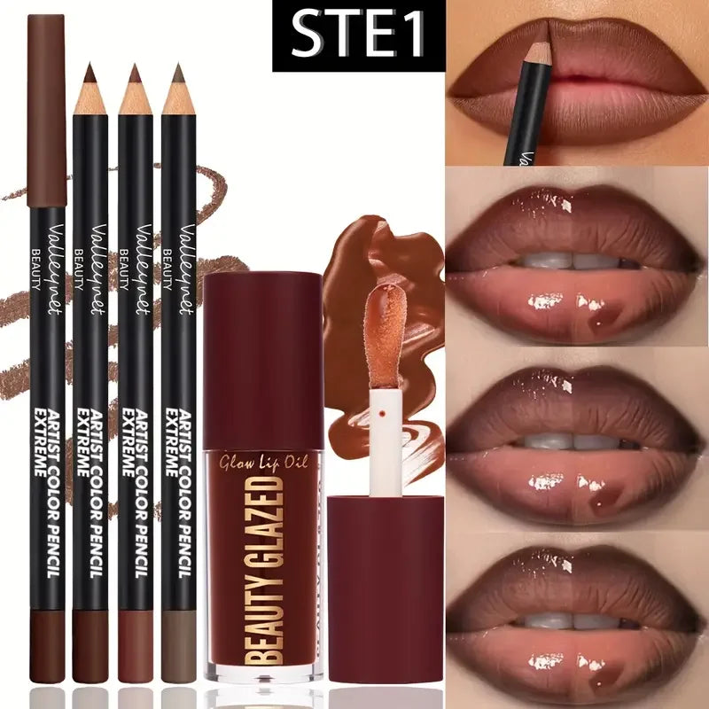 Lip Kit Set with Lip Liners and Lip Gloss - Waterproof, Long-Lasting Matte Finish, Versatile for Casual & Formal Wear
