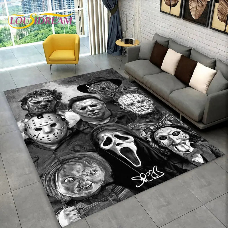 Horror Movie Character Chucky Cartoon Area Rug - Non-slip Living Room & Bedroom Carpet