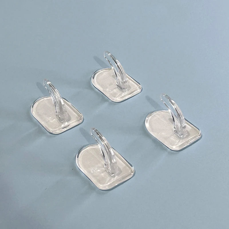 Acrylic Adhesive Transparent Hooks Set - Strong Plastic Bathroom Non-Punching Wall Hooks