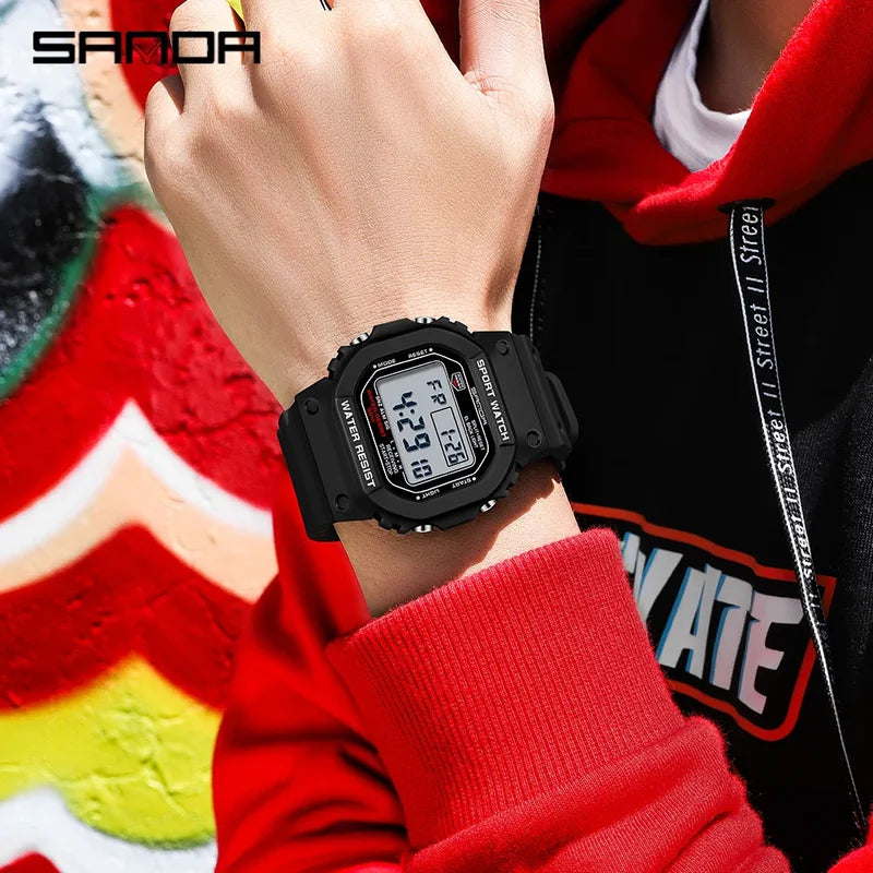 Children's Waterproof Digital Sport Watch with LED Display and Luminous Features