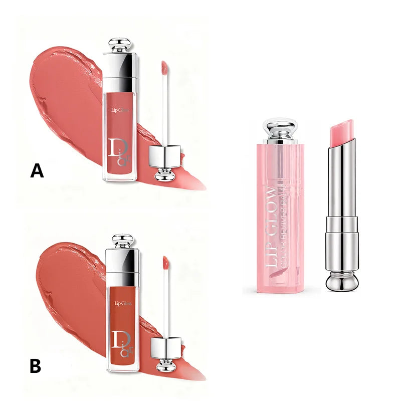 Colored Lip Oil Set with Matte & Changing Lipstick - Moisturizing, Long-Lasting, Non-Greasy