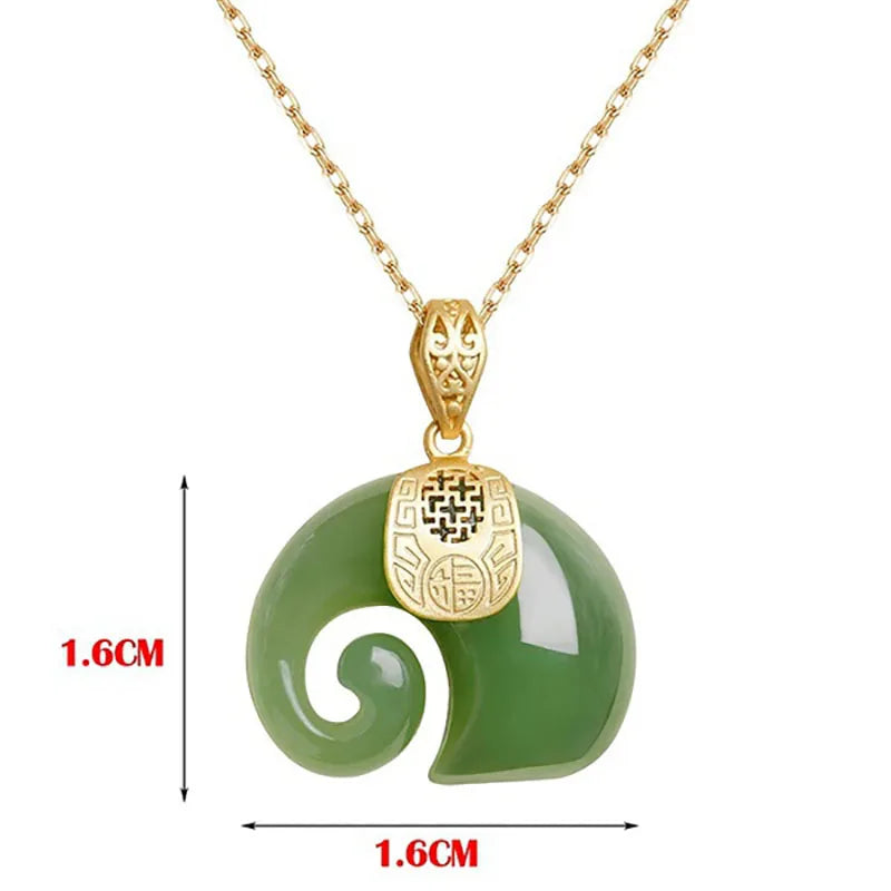 Natural Stone Elephant Pendant Necklace for Women - Gold Plated Chain Jewelry