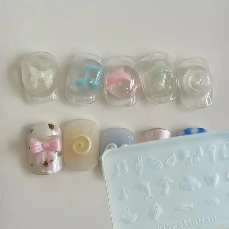 Y2K Dolphin Nail Art Silicone Mold - Manicure Templates for DIY Nails