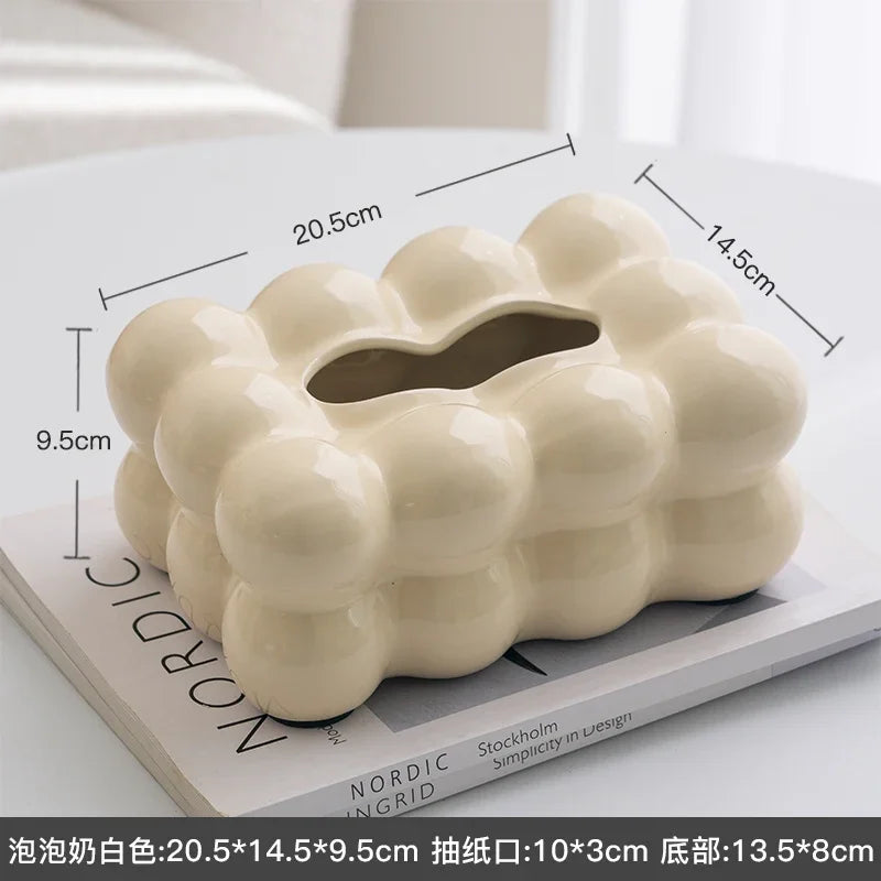 Ceramic Paper Napkin Dispenser Box for Living Room Dining Room Office - Exquisite Interior Decoration