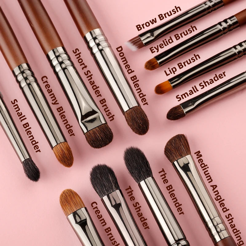 Professional Makeup Brush Set for Eyes and Face - 9/12 Pcs Natural & Synthetic Bristles