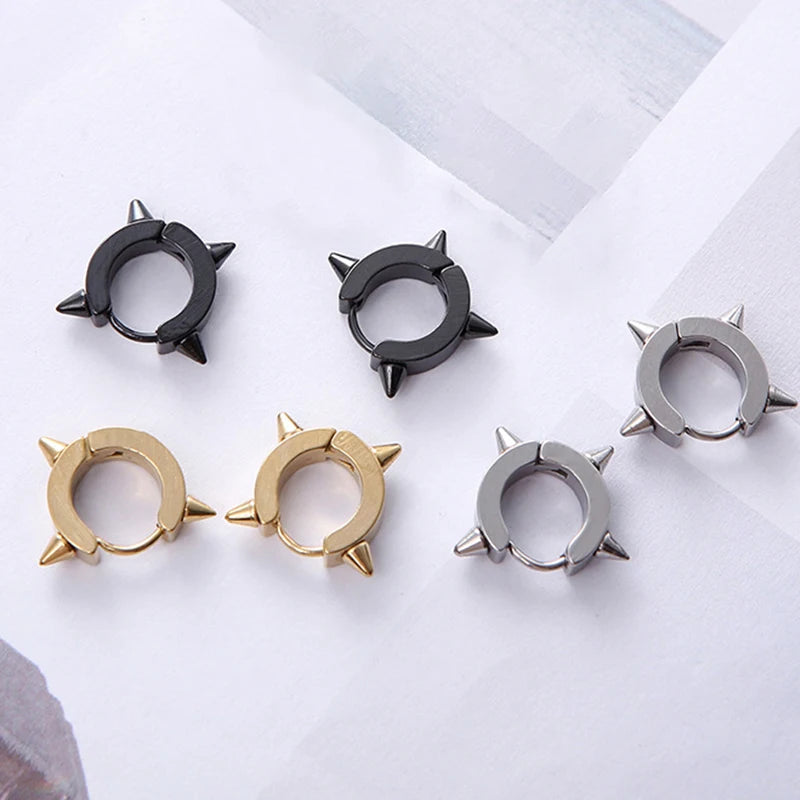 Unisex Punk Spiky Stainless Steel Earrings with Thorn Design - Street Gothic Jewelry