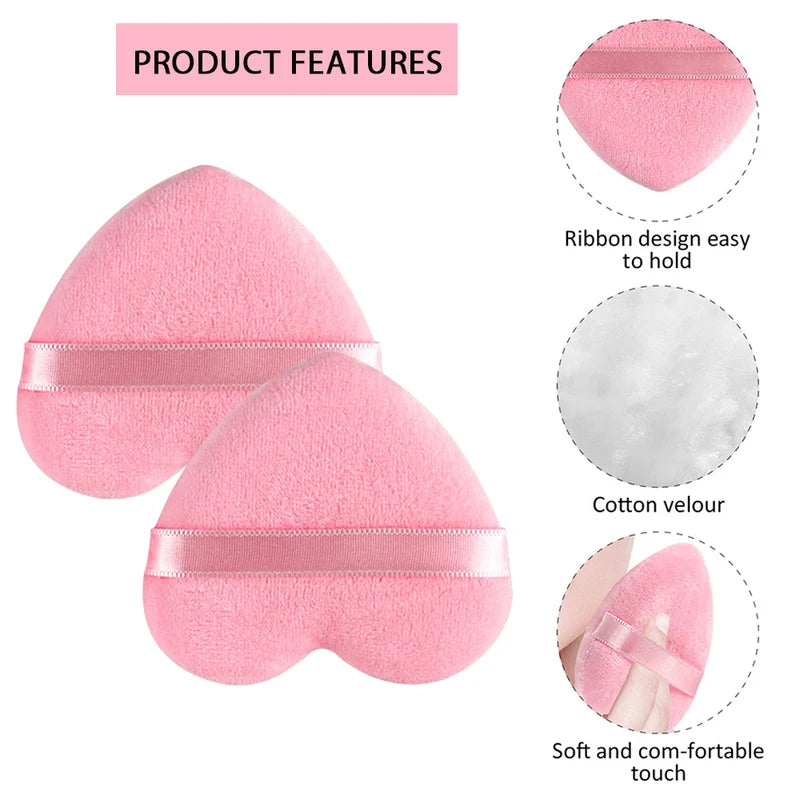 Triangle Velvet Powder Puff Makeup Sponges Set - Heart Shaped Foundation Blenders
