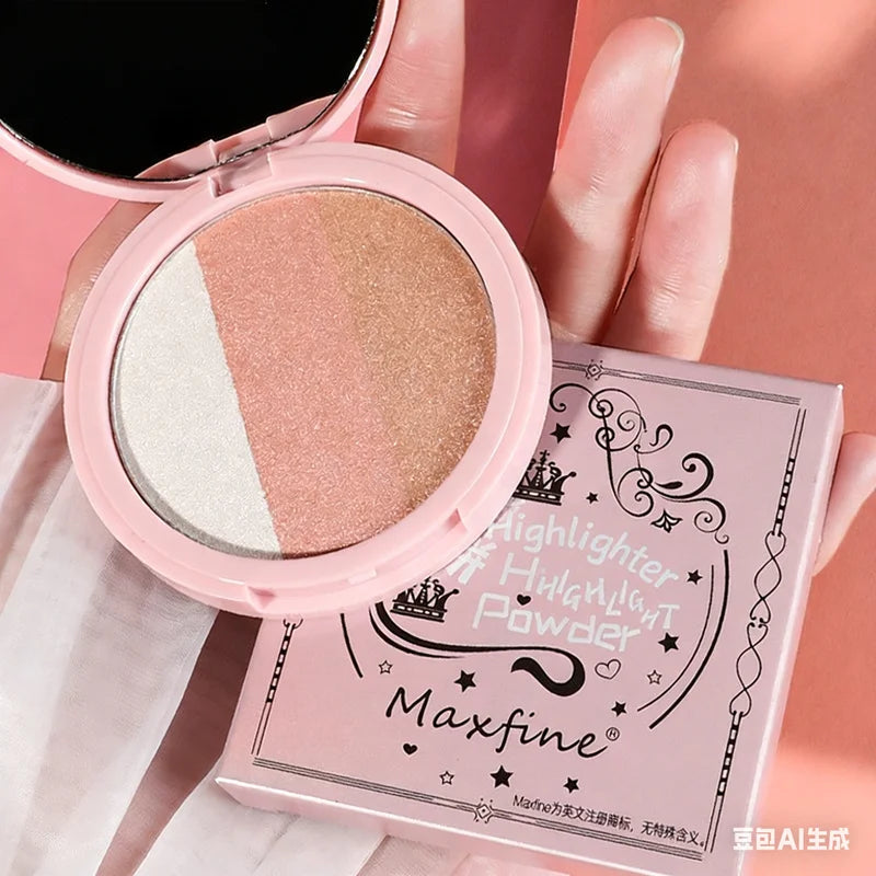 Contouring Blush Palette with Highlighter - 3 Color Face Makeup Kit
