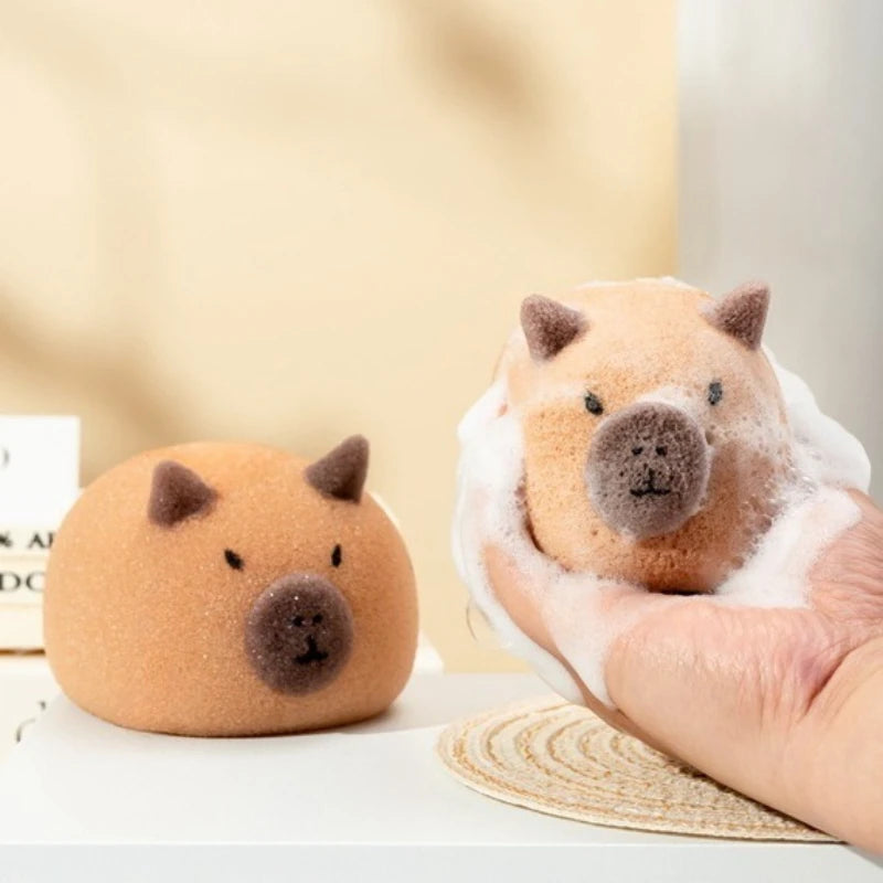 Super Soft Capybara Bath Sponge Ball for Face and Body Cleaning