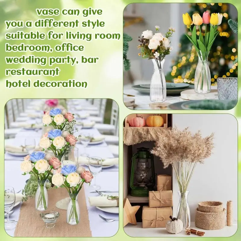 Plastic Flower Vase - Transparent Geometric Design for Home & Office Decor