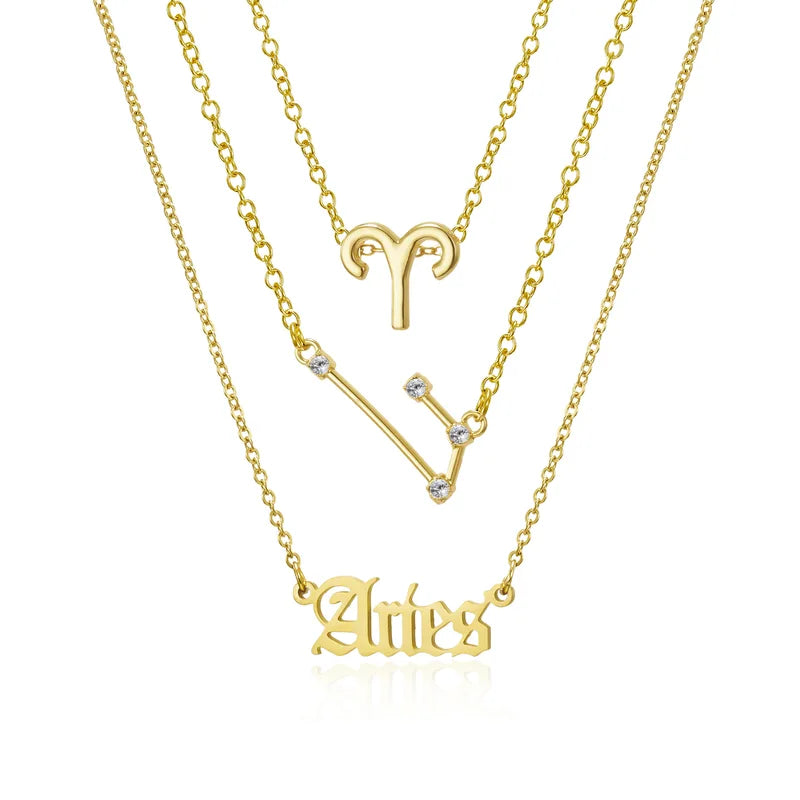 12 Zodiac Sign Necklace Set for Women - Constellation Pendant Jewelry Gift