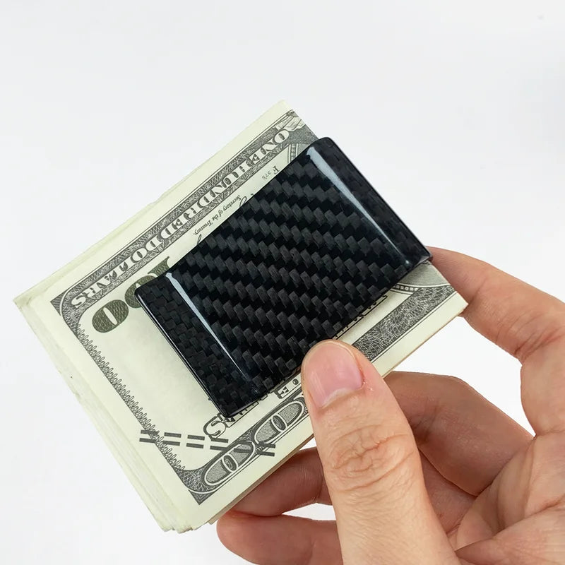 Minimalist Carbon Fiber Money Clip Wallet for Men - Slim Front Pocket Design, Holds Up to 50 Bills
