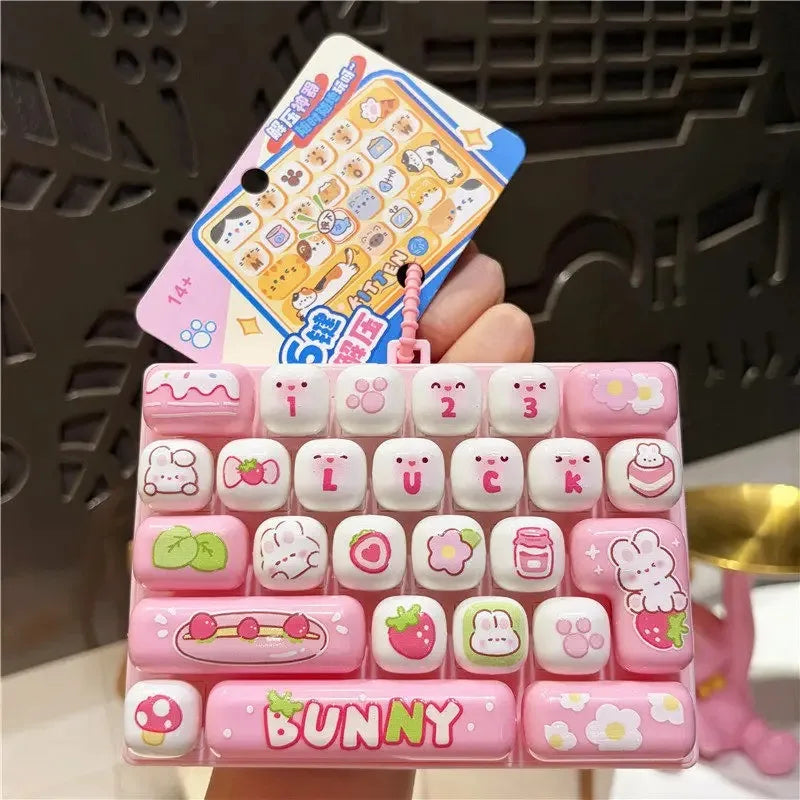 Stress-Relief Keycap Keychain Set with 26 Giant Keyboard Keycaps - Color Options