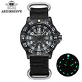 Men's Waterproof Sports Watch with Luminous Tube & Nylon Band - Military Style, 50m Water-Resistant