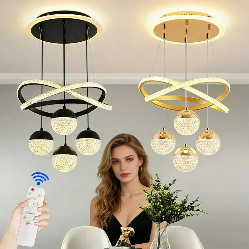 Adjustable LED Pendant Light with Remote Control for Living & Dining Rooms