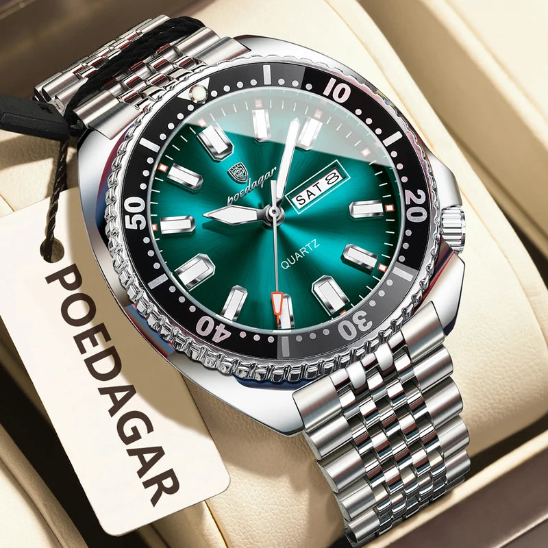 Luxury Business Men’s Waterproof Luminous Quartz Wristwatch - Stainless Steel Sport Watch