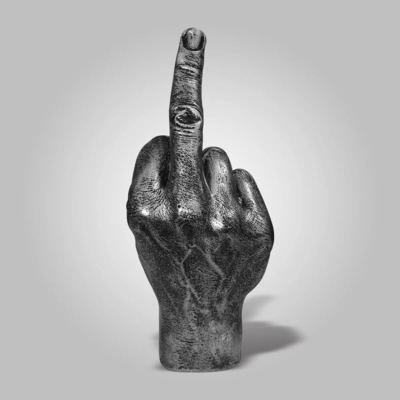 Resin Middle Finger Statue - Upright Gesture Art Sculpture for Living Room Decor