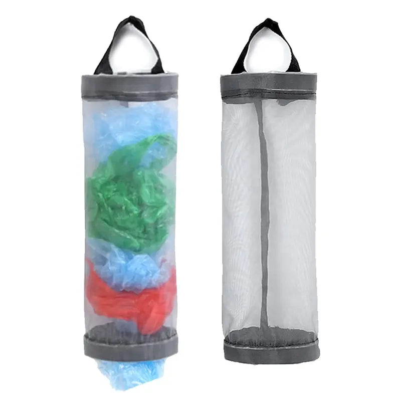Wall Mount Mesh Storage Bag for Kitchen Garbage and Reuse - Grey