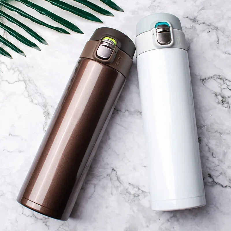500ML Stainless Steel Vacuum Flask Thermos Cup with Bouncing Cover for Coffee Tea Milk Water