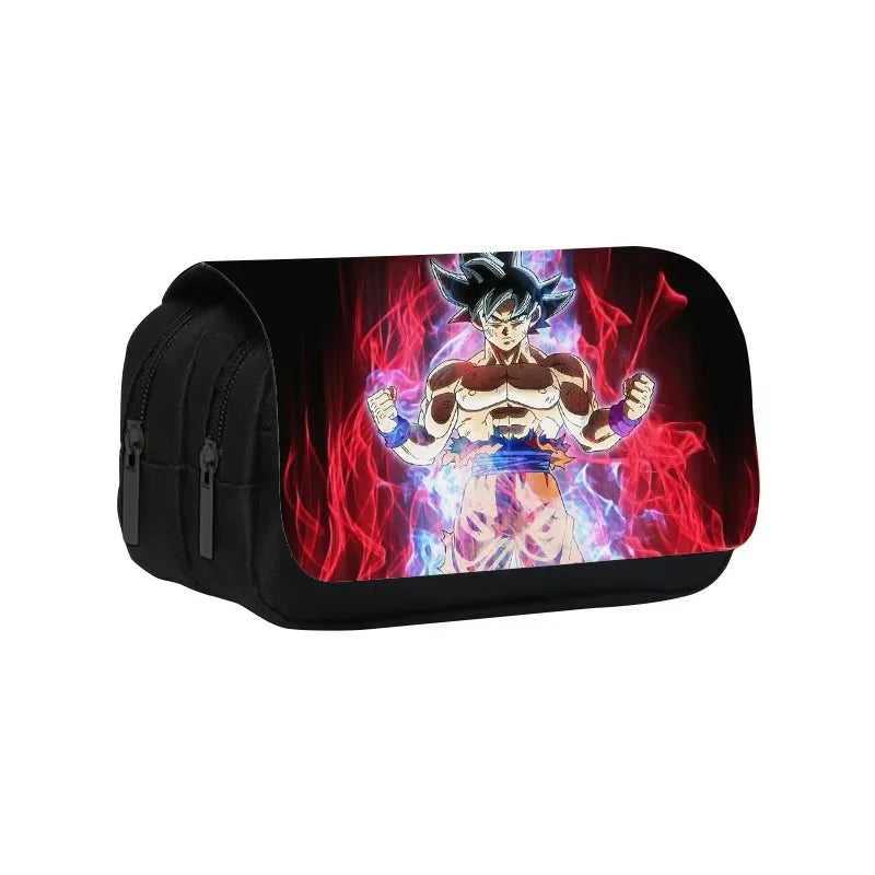 Large Capacity Nylon Anime Pencil Case with Dragon Ball Z Goku & Vegeta Design for Students