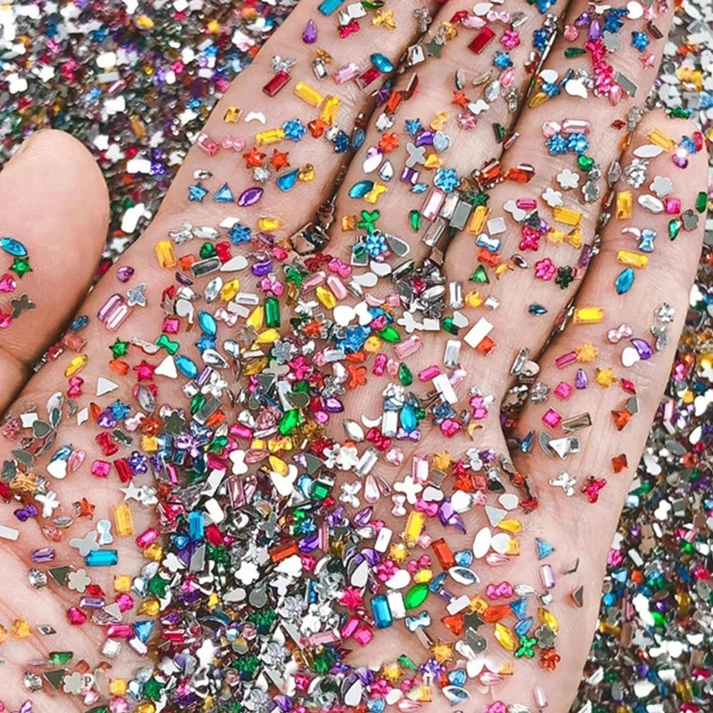 Mini Resin Nail Art Diamonds 1000pcs Irregular Shape Flat Bottomed Gems for Nail Designs