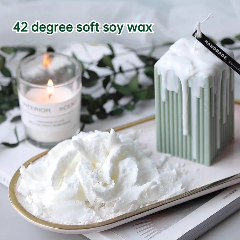 1kg Soft Soy Wax for Candle Making - Frosted Cream, Melting Point 42°C