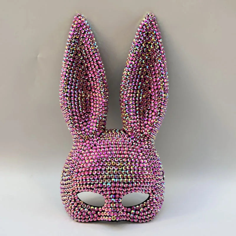 Halloween Sequin Rabbit Mask Costume Party Masquerade Animal Prop