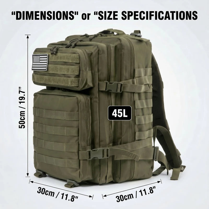 Large Capacity Tactical Hunting Backpack with Molle System for Outdoor Camping and Wilderness Trekking