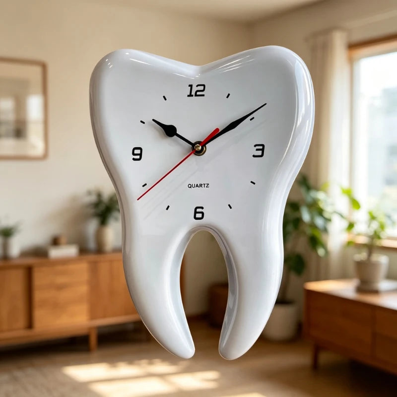 Tooth Wall Clock - Modern Silent Mural Decor for Living Room & Dental Clinic