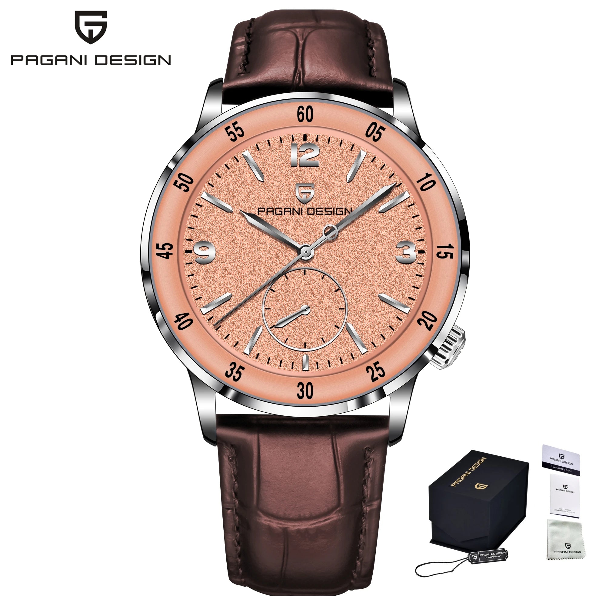 Men's Mechanical Watch 42MM Waterproof Leather Band Sapphire Glass