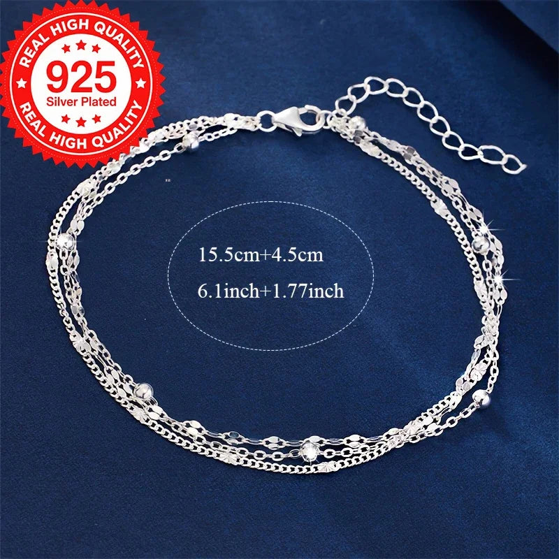 Elegant Multi-Layer Silver Plated Chain Bracelet for Women Boho Party Jewelry