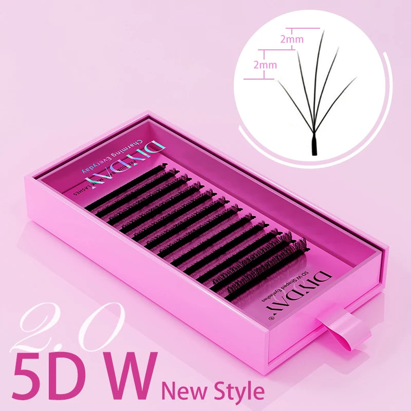 5D W Shape False Eyelash Extensions Natural Soft Fan Lashes - Multiple Lengths & Curl Types