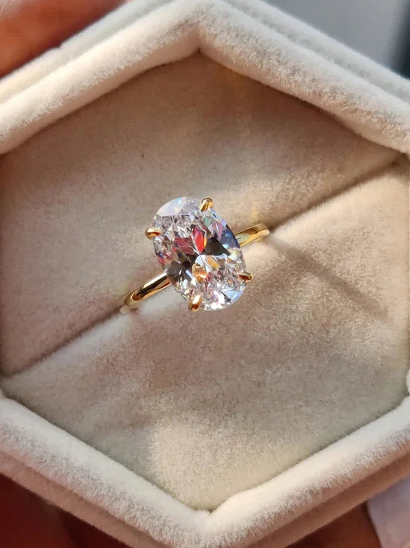 925 Sterling Silver Zircon Oval Engagement Ring for Women - High-Quality Fine Jewelry