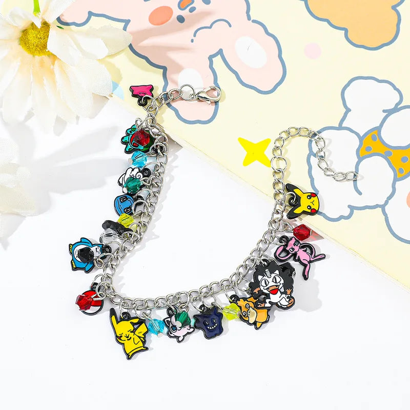 Cute Kawaii Charm Bracelet for Women and Girls - Cartoon Pikachu Squirtle Mew Meowth Jewelry Gift