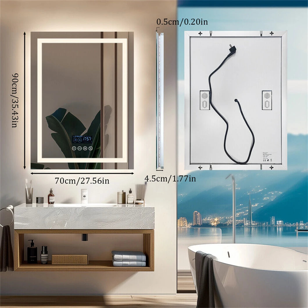 LED Bathroom Mirror with Bluetooth Speaker Anti-Fog Backlit & Front Light