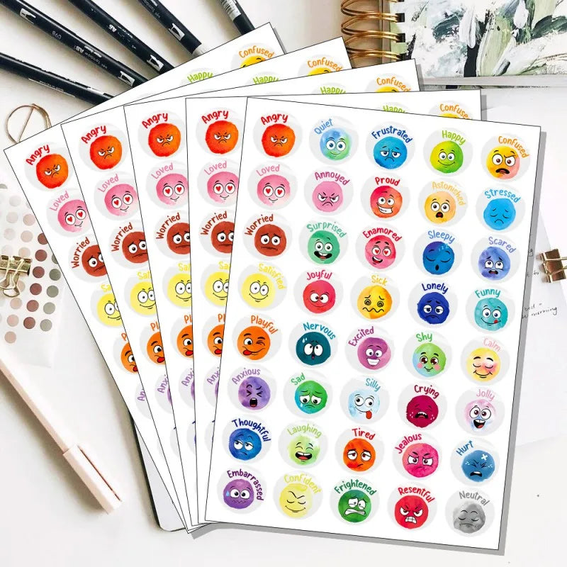 200 Pcs Emotional Feelings Face Stickers for Students Mood Support Multicolor Set