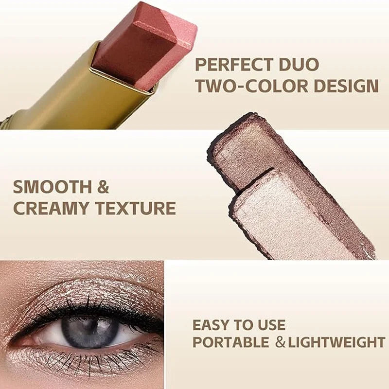 Double Color Eye Shadow Stick - Natural Tones, Long-Lasting, Creates Natural Makeup Effect