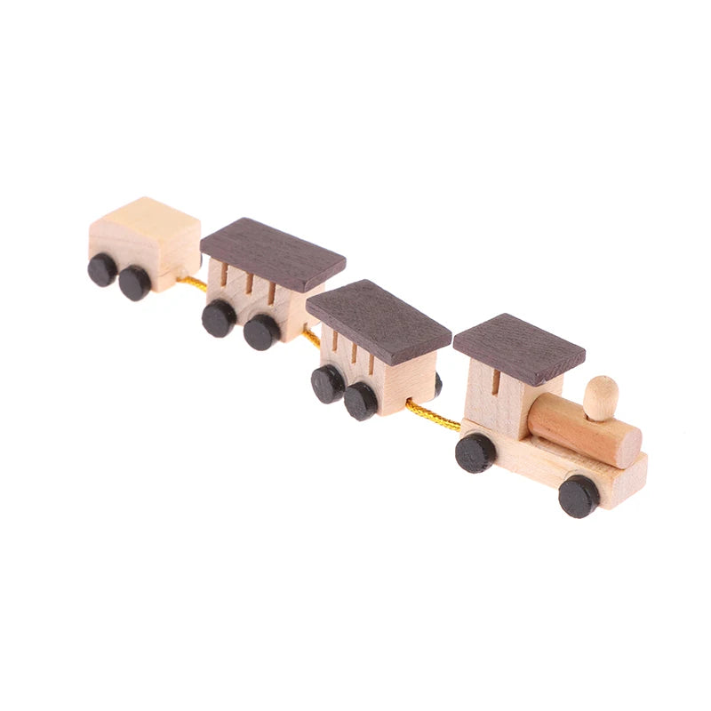Dollhouse Miniature Wooden Train - DIY Doll House Decor Accessories, 1:12 Scale