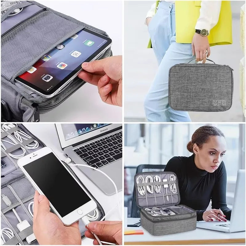 Travel Cable Storage Bag Waterproof Electronic Organizer with Multiple Compartments
