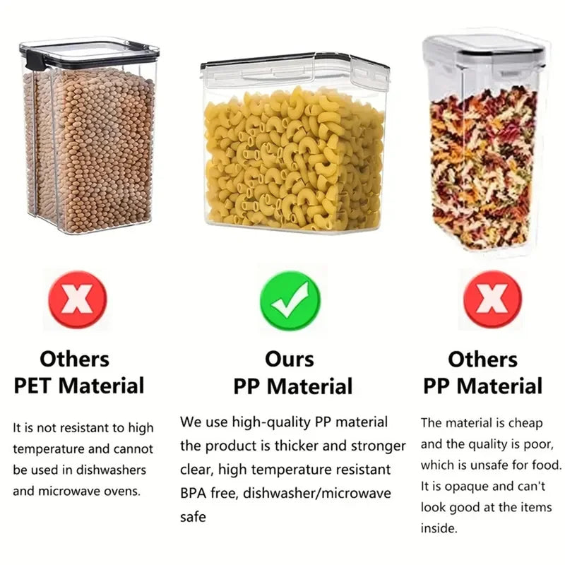 7pcs Food Storage Containers Set BPA Free Airtight Kitchen Organizer with Stickers and Pen