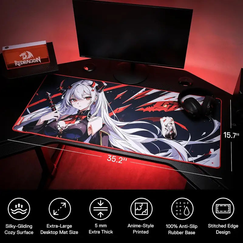 Gaming Mouse Pad Large & Small Sizes - Smooth Lycra Surface, Non-Slip Rubber Base