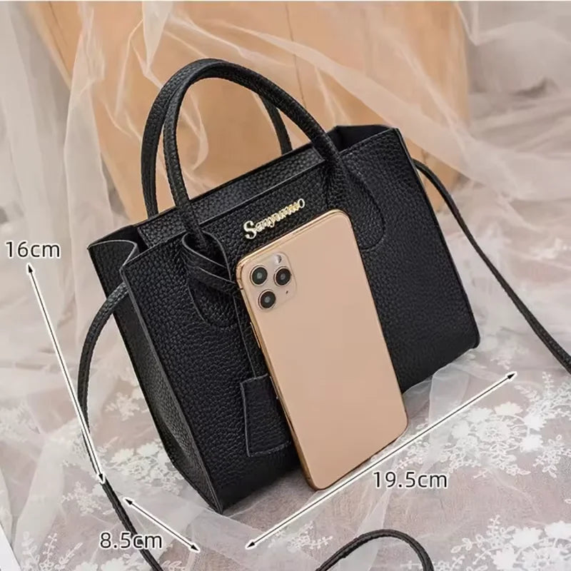 Solid Color Crossbody Handbag with Shoulder & Handheld Handles - Triple-Use Satchel Bag