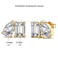 Sterling Silver Moissanite Stud Earrings for Women - Pear & Emerald Cut Jewelry