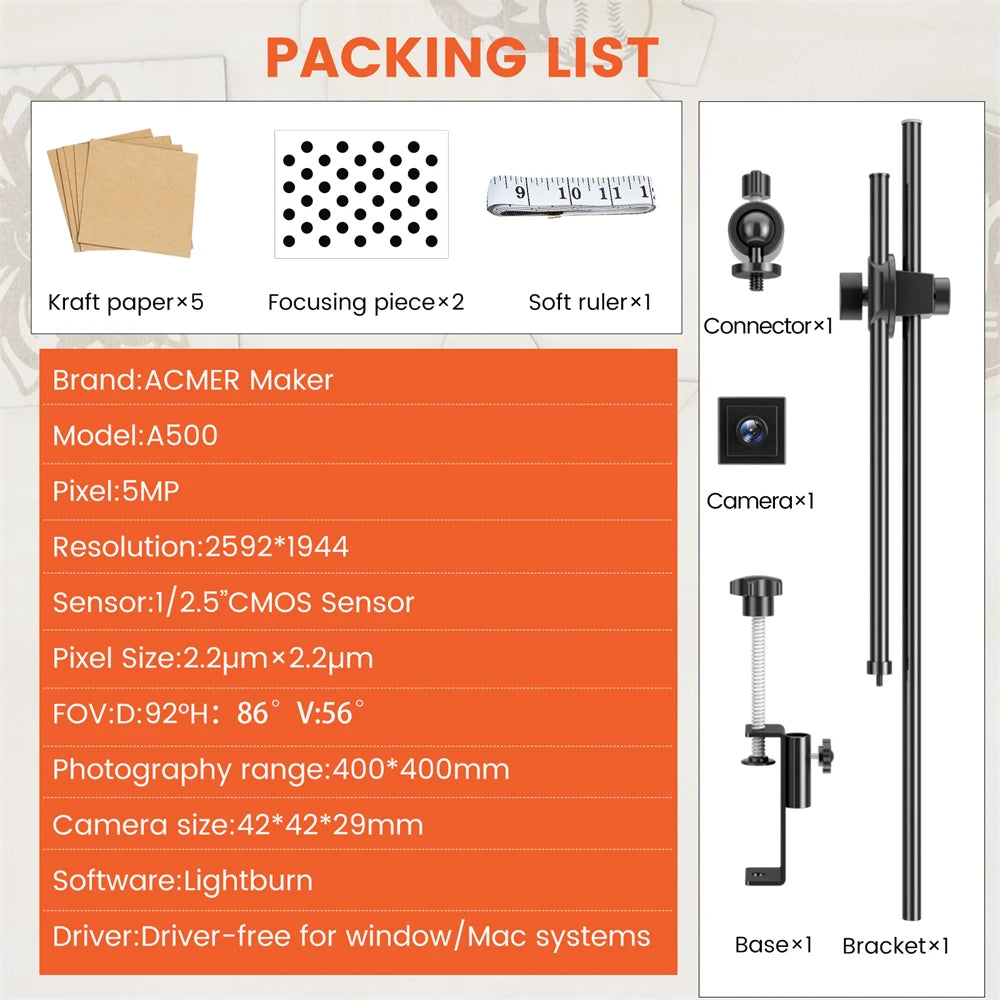 Lightbrun Camera for Laser Engraving Machines 5MP 2592x1944 Resolution