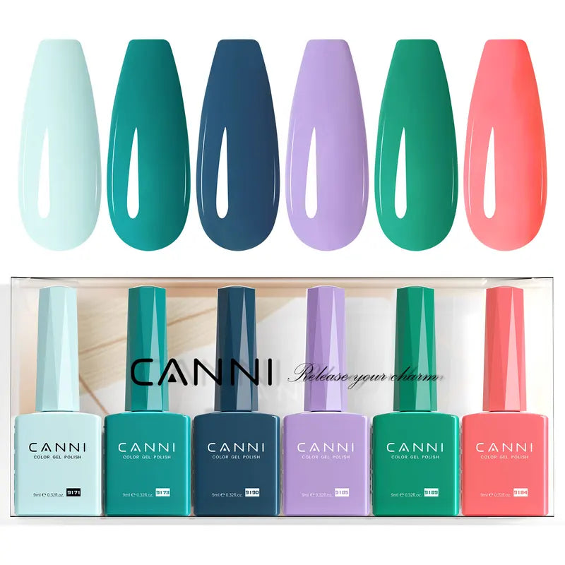 Bright Summer Neon Gel Nail Polish Set - 6 Vibrant High Pigment Colors, 9ml, Soak-Off UV/LED