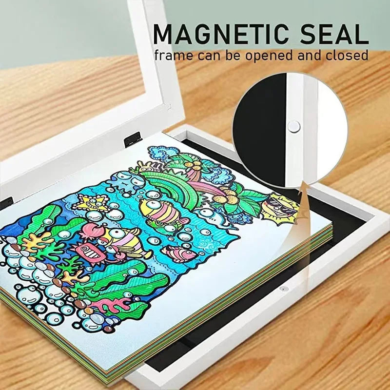 Children's Art Display Frames Wooden A4/6 Inch Reusable Photo & Artwork Holder