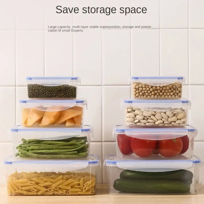 Sealed Rectangular Refrigerator Storage Box with Lid - Stackable Food Containers