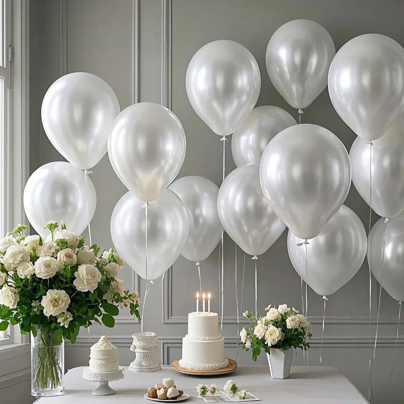 Party Balloons Set - Pearl White Latex Balloons for Wedding Birthday Baby Shower Decorations