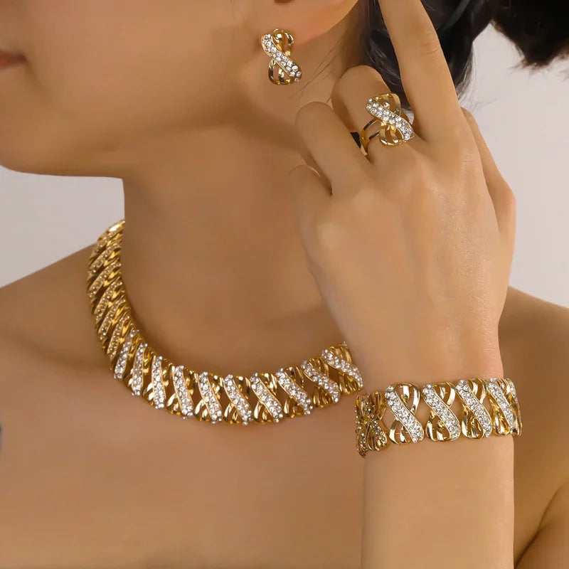 Gold Plated Jewelry Set for Women Dubai African Bridal Wedding Accessories